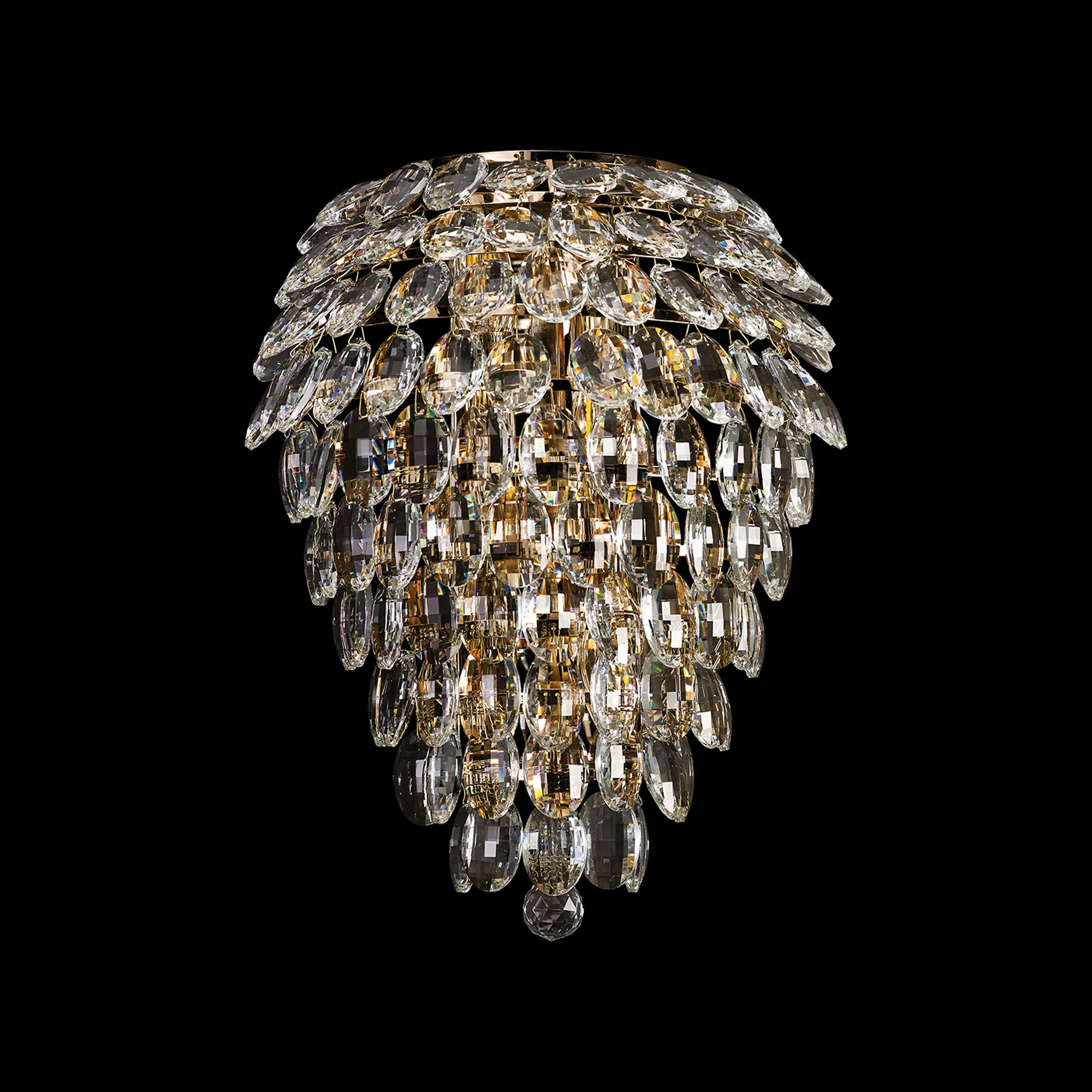 Coniston French Gold Crystal Wall Lights Diyas Flush Crystal Wall Lights